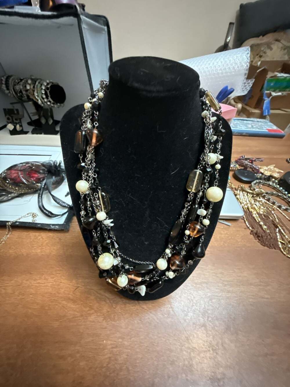 Lia Sophia Vixen Multi-Strand Beaded and Faux Pearl Statement Necklace